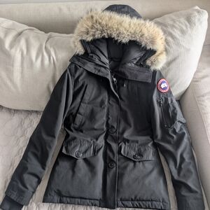 Montebello Black Jacket with Fur-Trimmed Hood